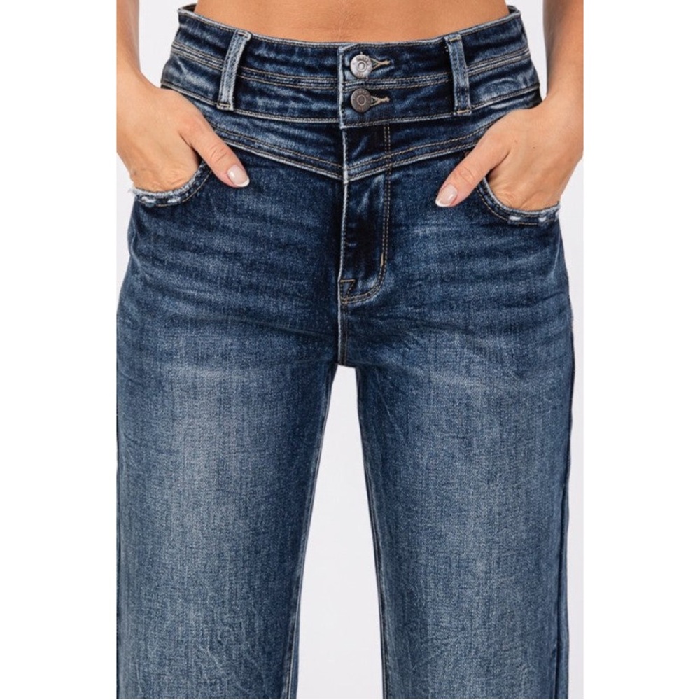 HIGH RISE STRETCH WIDE LEG JEANS - Picture 6 of 6